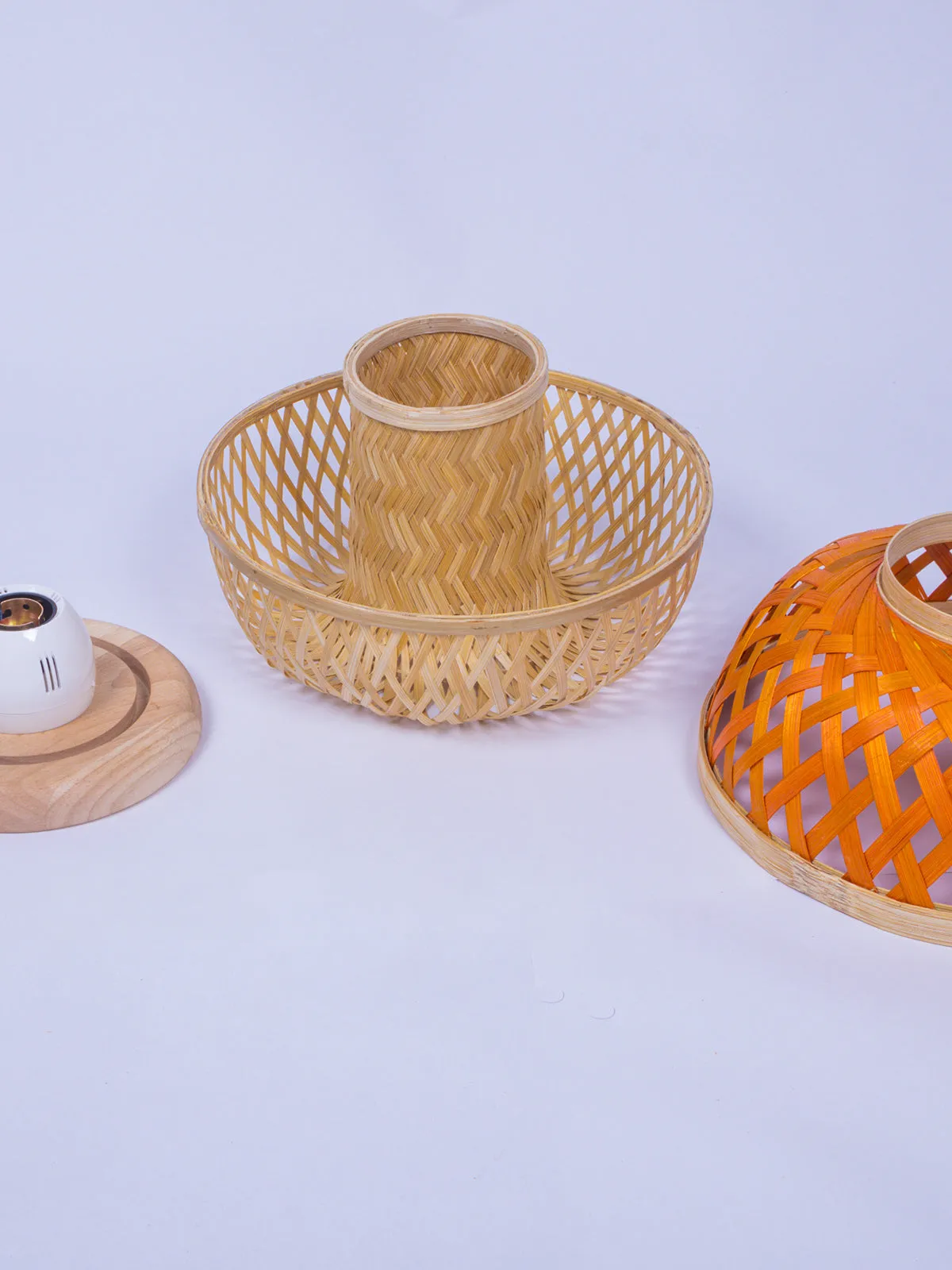 Bamboo colour sliver Handcraft Table lamp with Holder
