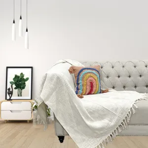 Bohemian Natural Slub Cotton Bedding Throw Blanket