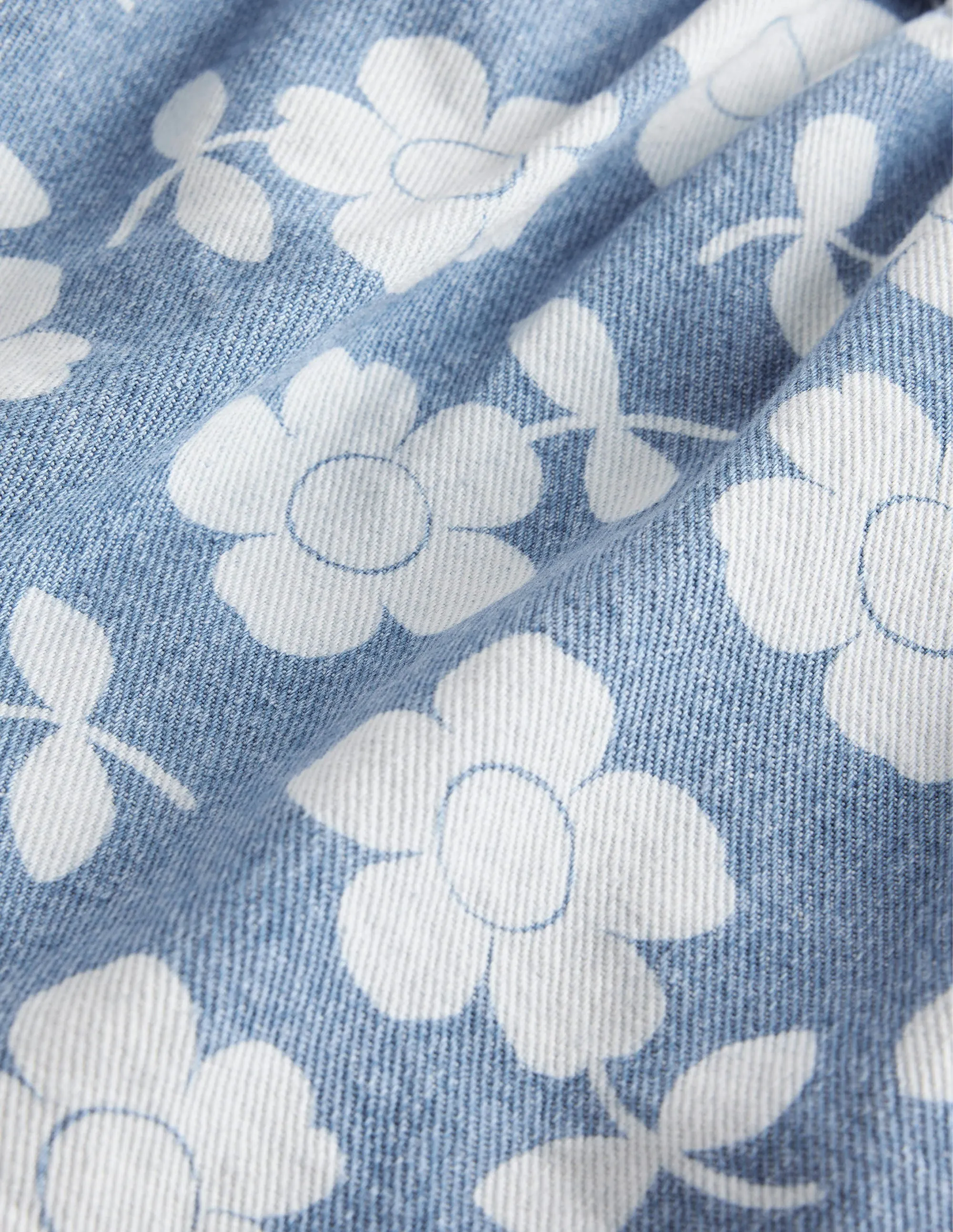 Denim Button Through Skirt-Denim Flower