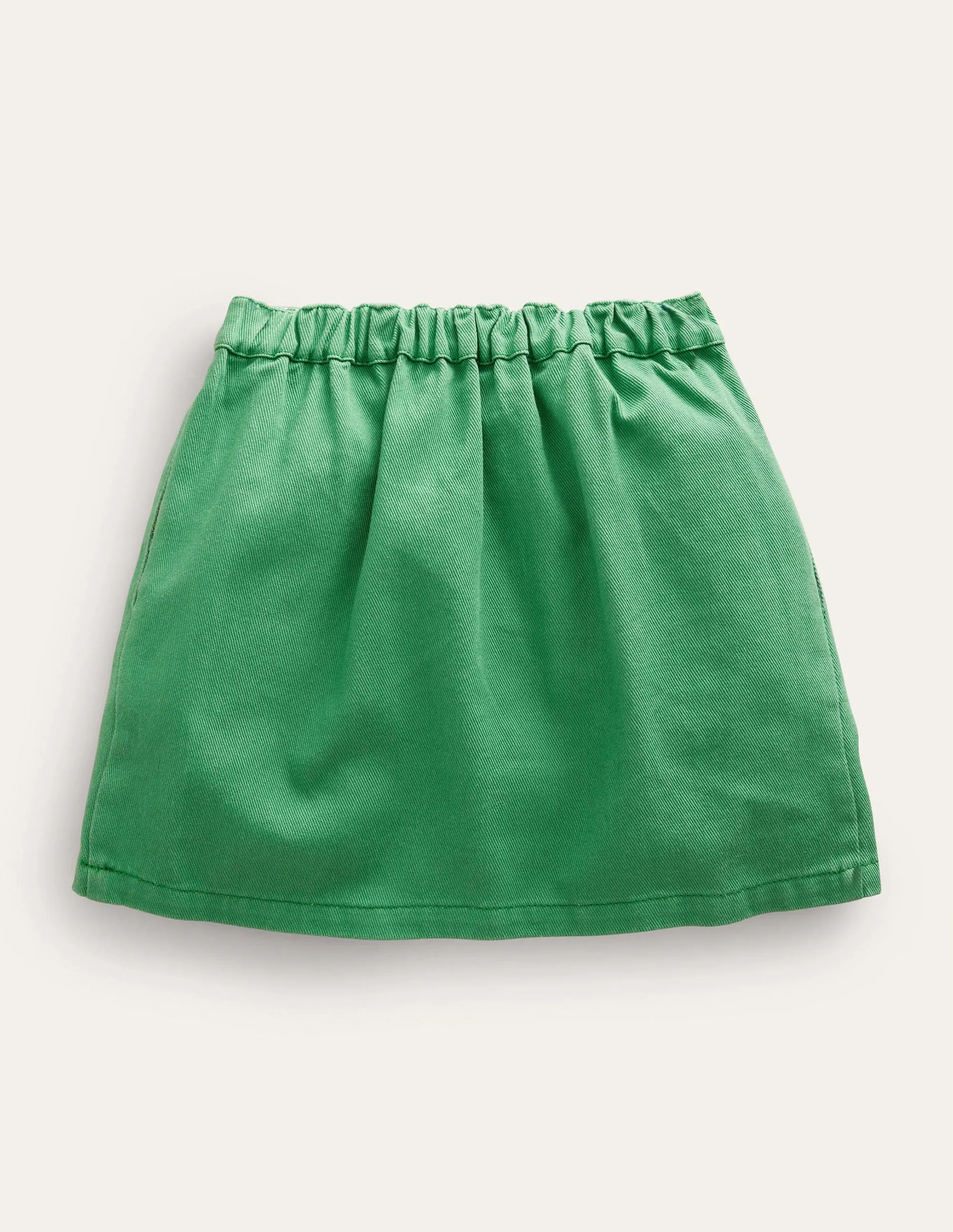 Denim Button Through Skirt-Mountain Green