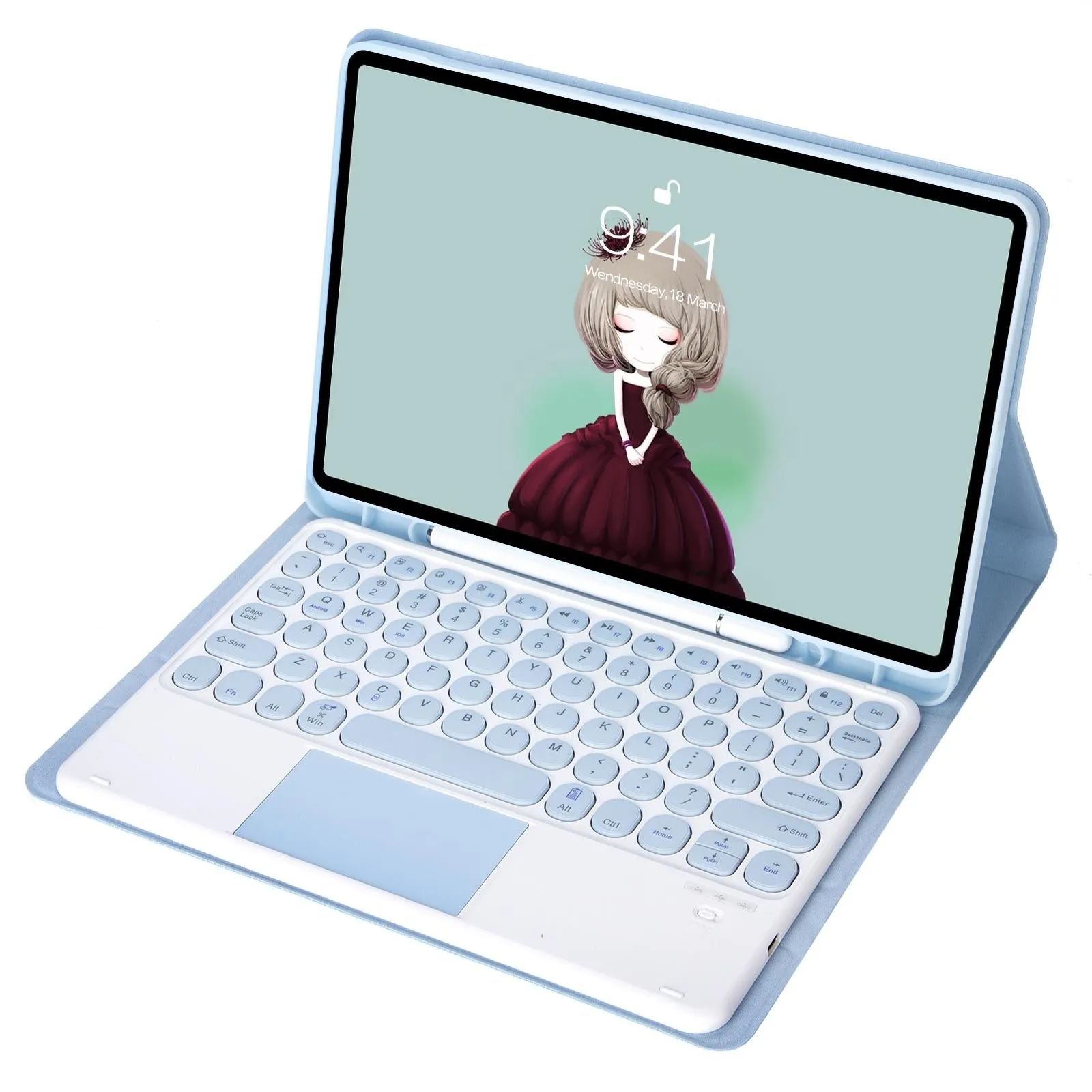 Detachable Bluetooth Keyboard Leather Case For Ipad Air 4 / 5 With Touch Control And Skin Feel Texture
