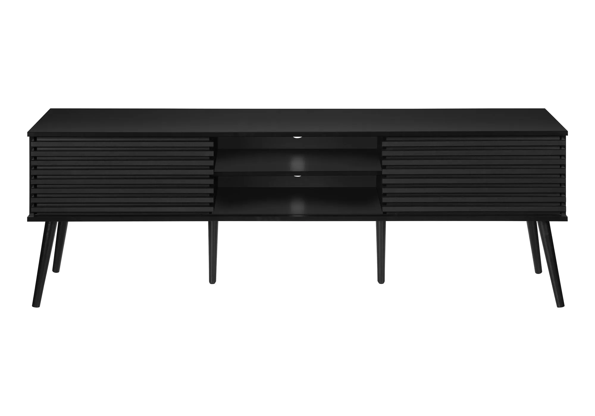 EliteMedia 72-Inch TV Stand & Entertainment Center - Contemporary Black Laminate with Storage
