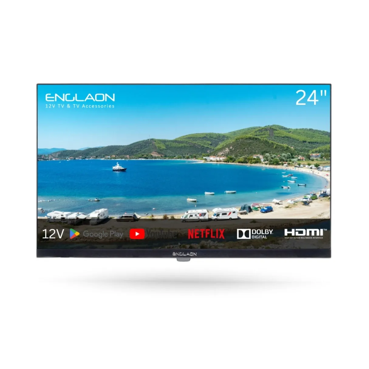 ENGLAON 24’’ Full HD 12V Smart TV With Chromecast, Bluetooth & Google TV