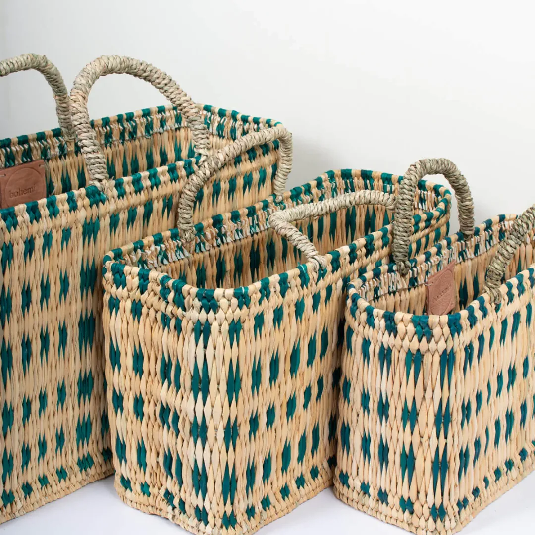Green Woven Reed Basket