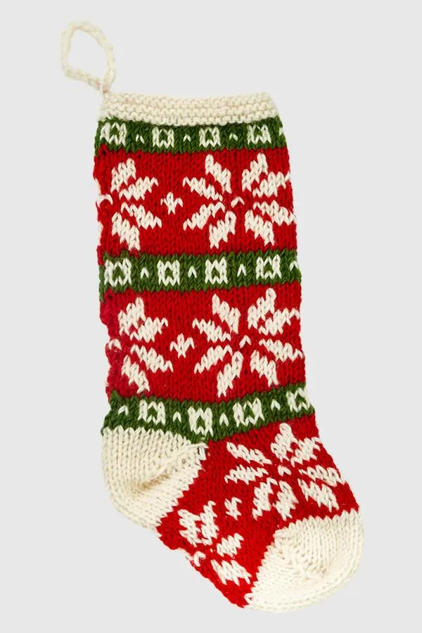 Hand Knit Boho Holiday Stocking