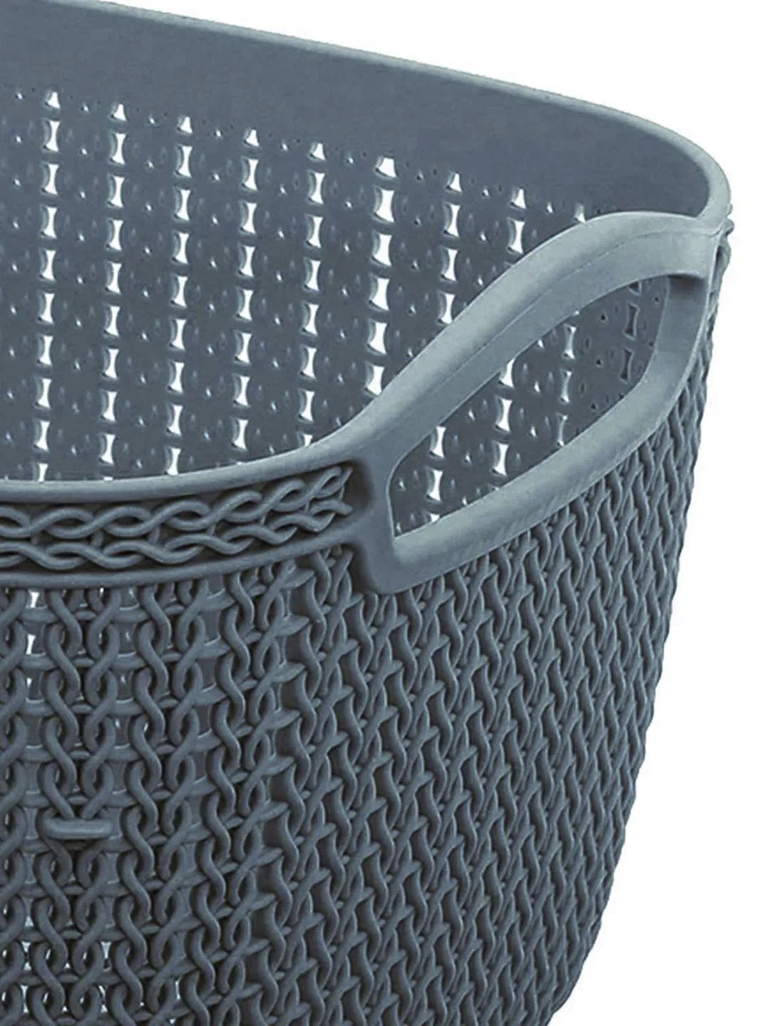 Kuber Industries Q-6 Unbreakable Plastic 2 Pieces Multipurpose Large Size Flexible Storage Baskets/Fruit Vegetable Bathroom Stationary Home Basket with Handles (Grey)