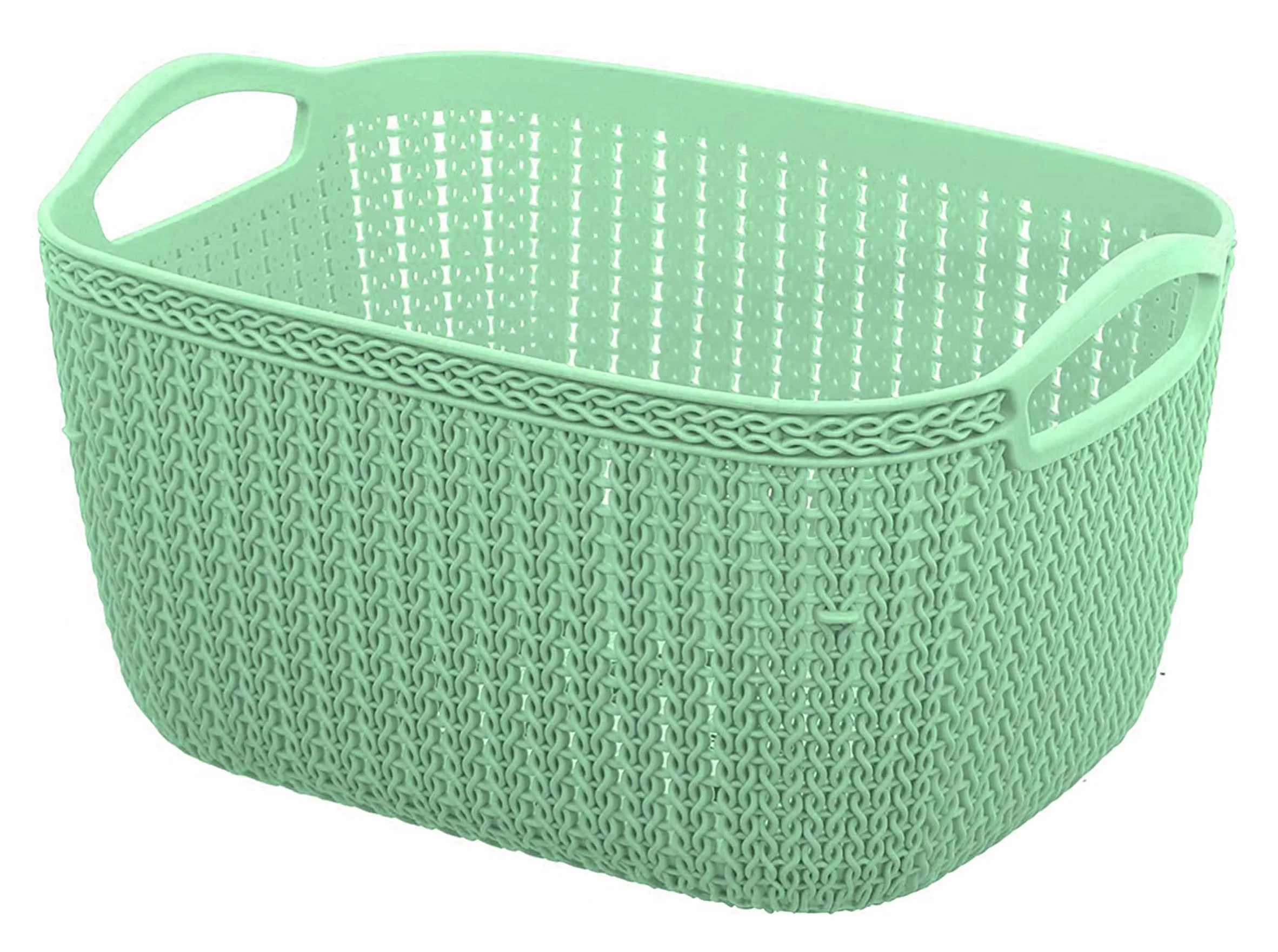 Kuber Industries Q-6 Unbreakable Plastic 4 Pieces Multipurpose Large Size Flexible Storage Baskets/Fruit Vegetable Bathroom Stationary Home Basket with Handles (Light Green & Light Blue)