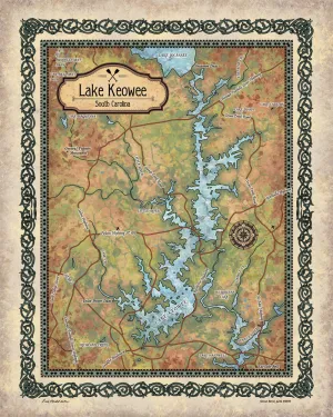 Lake Keowee South Carolina Map Art Blanket Throw Polar/ Silky/ Sherpa Fleece Warm Blanket For Bed Couch Sofa Chair Dorm Gift & Winter Travel