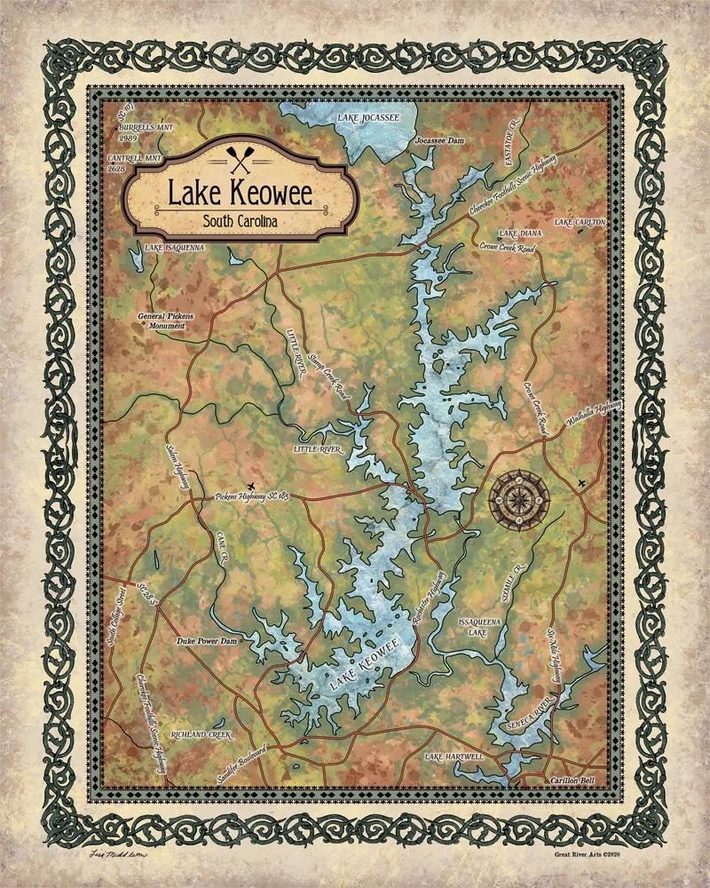 Lake Keowee South Carolina Map Art Blanket Throw Polar/ Silky/ Sherpa Fleece Warm Blanket For Bed Couch Sofa Chair Dorm Gift & Winter Travel