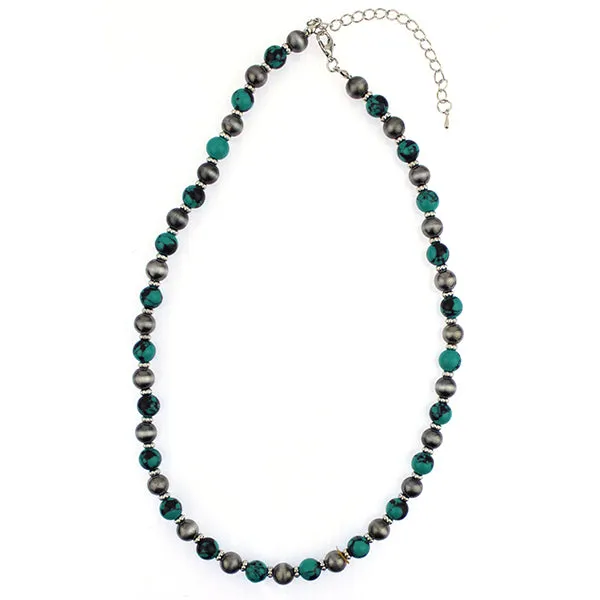 Marcy May Silver Pearl & Turquoise Fashion Necklace