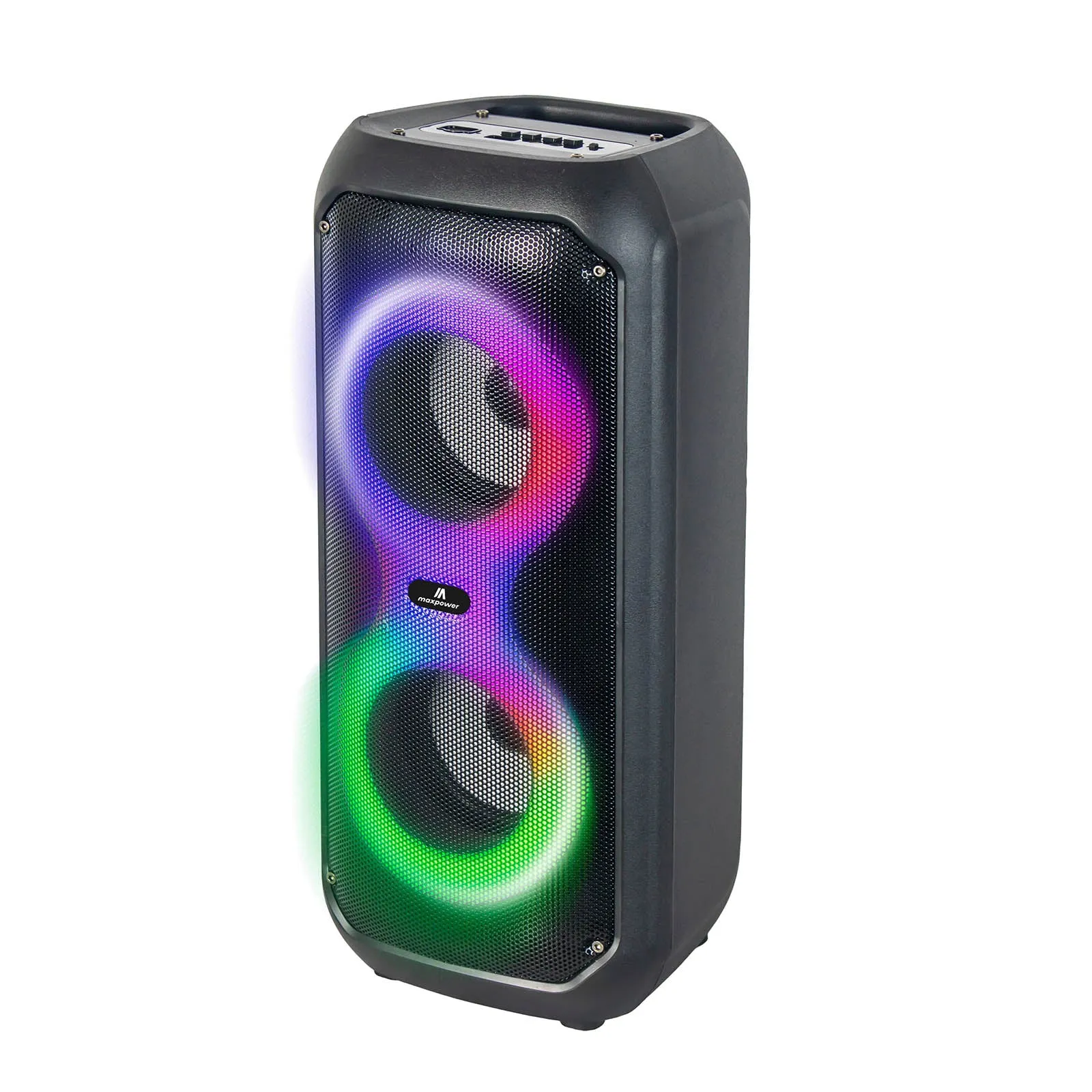 Max Power 4" X 2 Bluetooth Speaker W/ Mic For Karaoke & Different LED Light Modes - Black