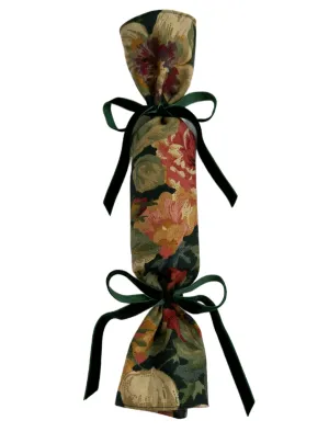 Party Popper/Holiday Cracker - Vintage Floral Chintz Green Velvet Bows