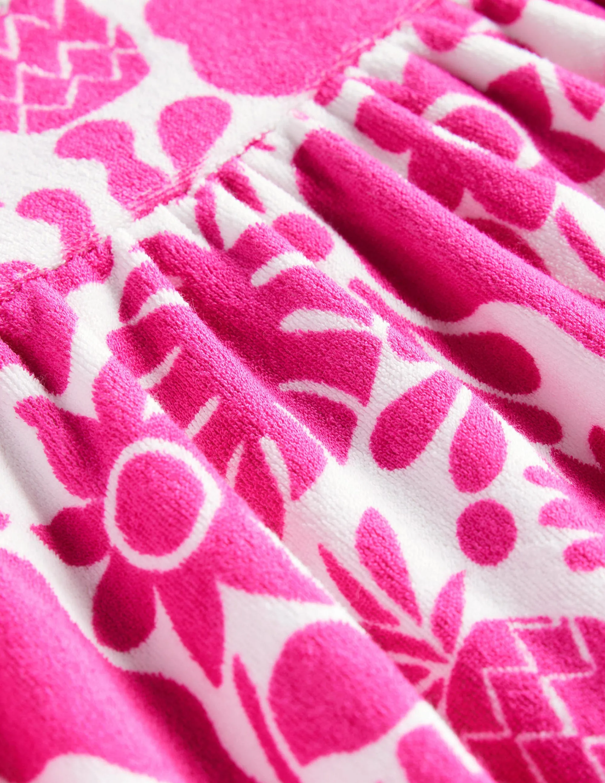 Printed Towelling Dress-Amazing Pink Holiday Floral