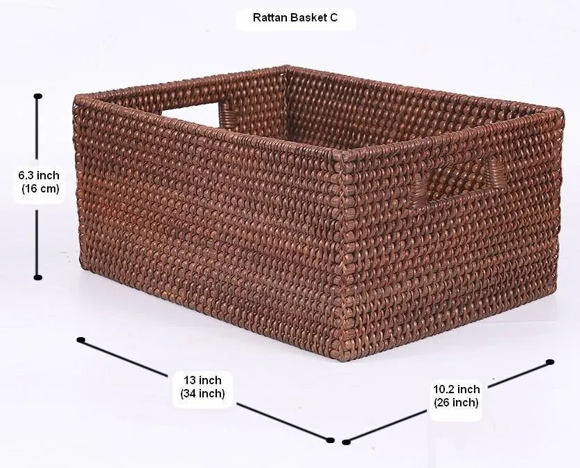 Storage Baskets for Clothes, Large Brown Woven Storage Basket, Storage Baskets for Bathroom, Rectangular Storage Baskets