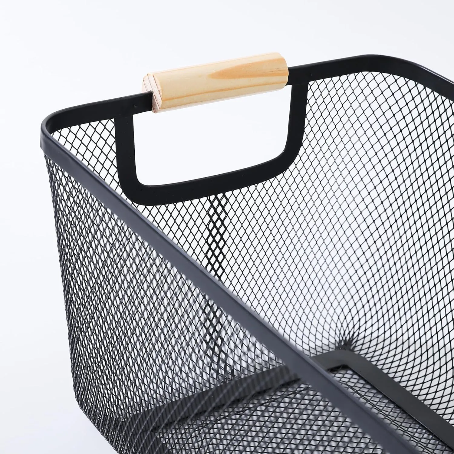 The Better Home Metal Mesh basket for storage with wooden handle | 440 gm | Fruit basket & Vegetable basket for Kitchen | Kitchen Organizer | Baskets for organizing home and kitchen | Multipurpose | Black