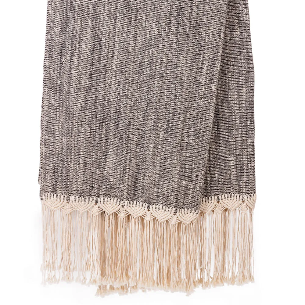 Throw Charcoal Candice Macrame