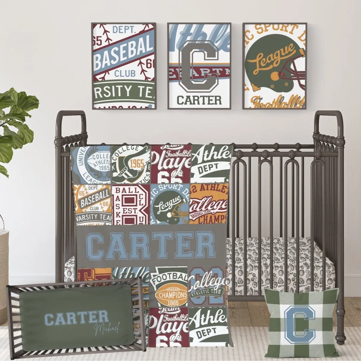 Vintage Sports Nursery Starter Crib Bedding Set