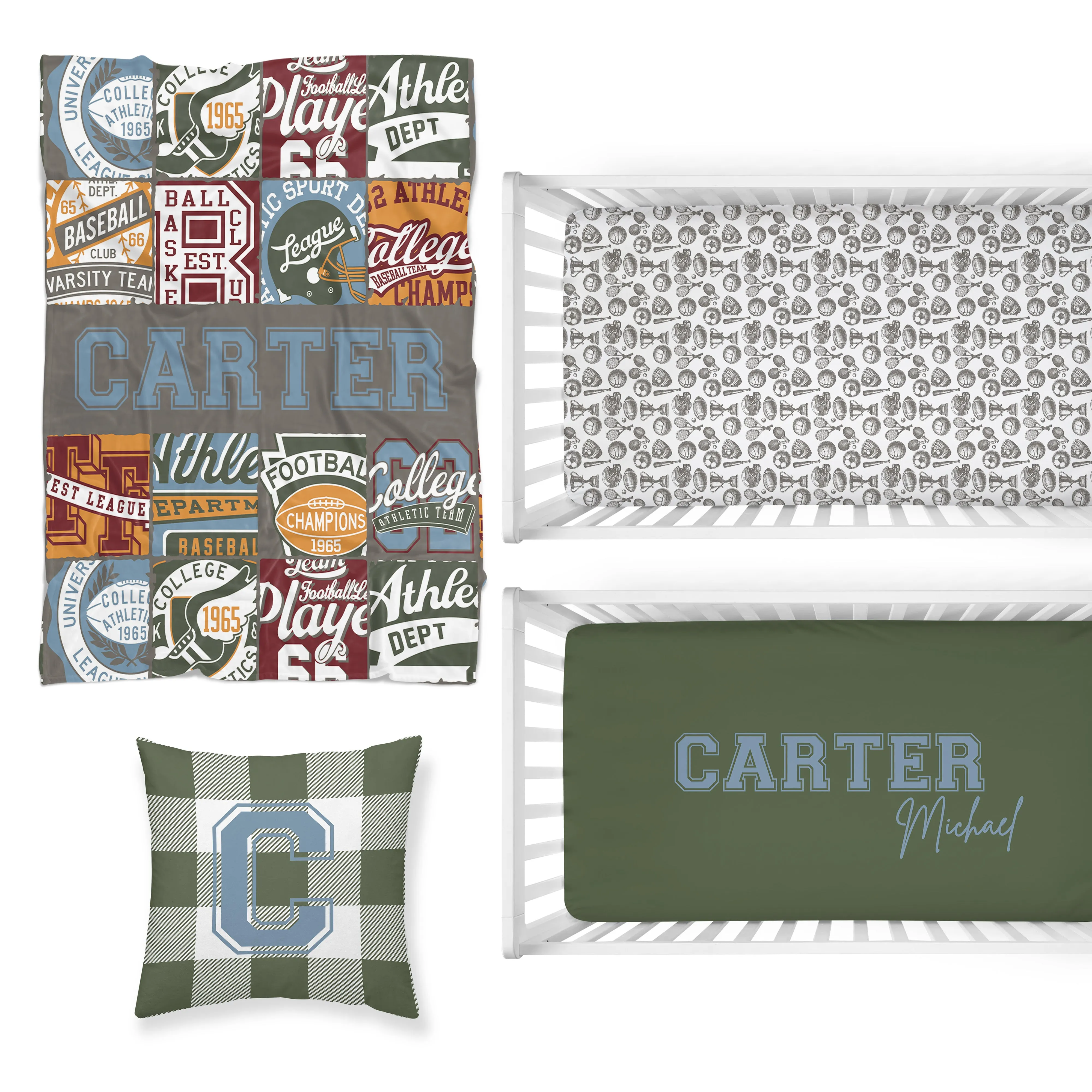 Vintage Sports Nursery Starter Crib Bedding Set