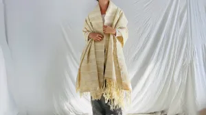 Vintage Wool & Cotton Moroccan Throw Wrap Blanket.