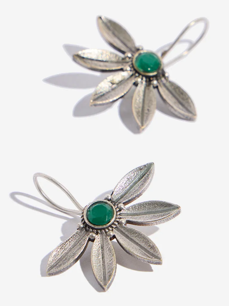 Westside Accessories Silver Half Flower Quirky Earrings
