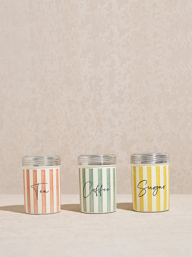 Westside Home Multicolour Stripe Printed Jar (Set of 3)